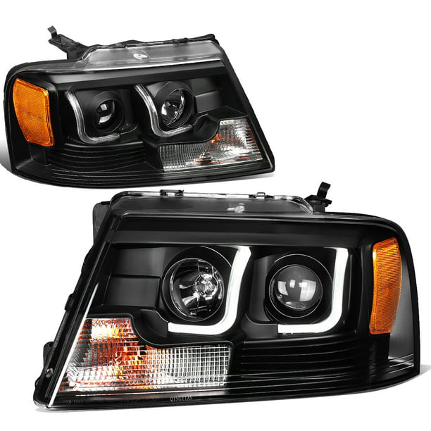 Black Housing Clear Corner LED DRL Halogen Headlight Compatible with Ford F-150 Lincoln Mark LT 04-08 Driver and Passenger Side 